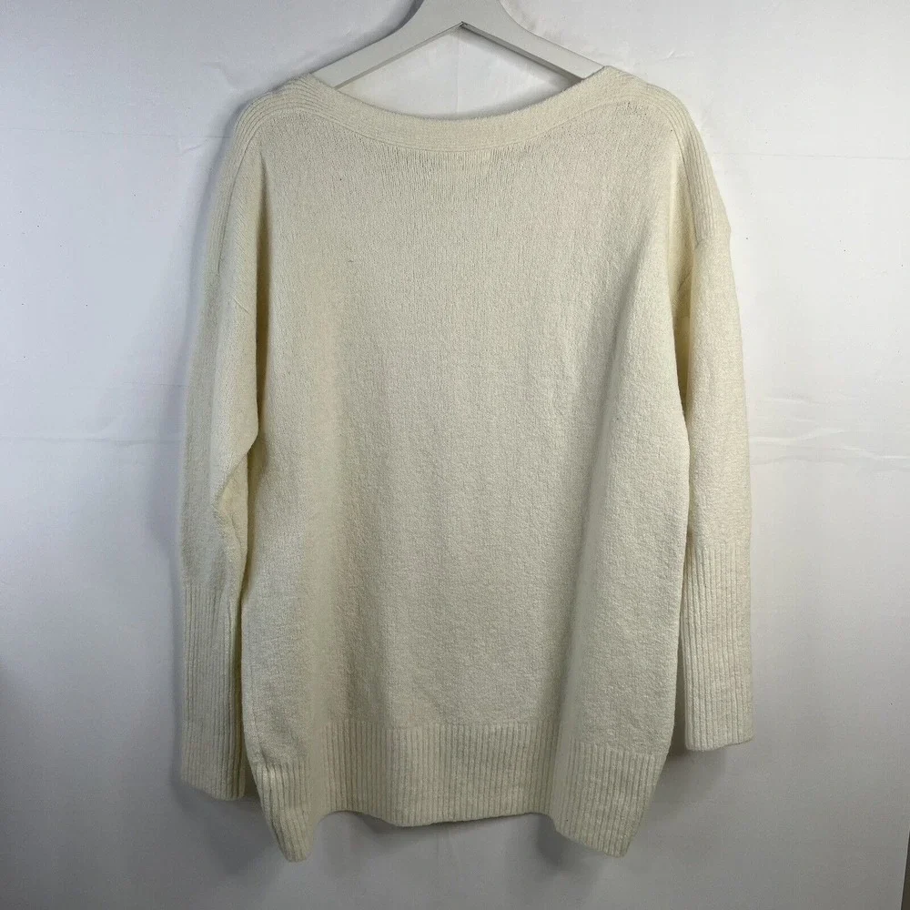 Anthropologie Size M Naomi Sweater Merino Wool Blend Boat Neck Oversized Slouchy
